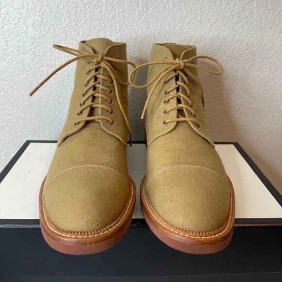 TAFT Jaro Boots Brown Rugged Canvas Cap Toe Lace up Men's Size 43 EU/10 US - Picture 1 of 9